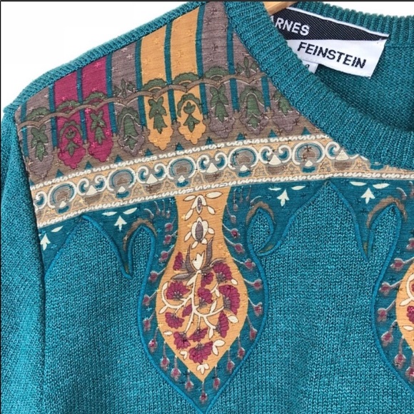Vintage Embellished Blue Sweater Size L - Picture 3 of 8